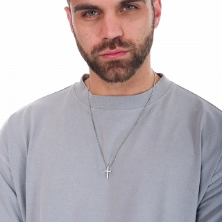 Oxzen ανδρικός σταυρός με αλυσίδα από ανοξείδωτο ατσάλι μικρός διακριτικός