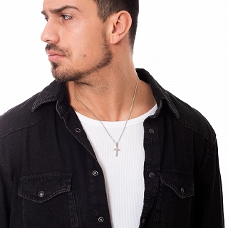 Oxzen ανδρικός σταυρός με αλυσίδα διακριτικός από ανοξείδωτο ατσάλι