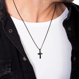 Oxzen ανδρικός σταυρός με αλυσίδα διακριτικός από ανοξείδωτο ατσάλι