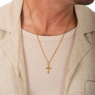 Oxzen ανδρικός σταυρός με αλυσίδα από ανοξείδωτο ατσάλι