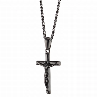 Oxzen ανδρικός σταυρός με αλυσίδα από ανοξείδωτο ατσάλι με τον εσταυρωμένο