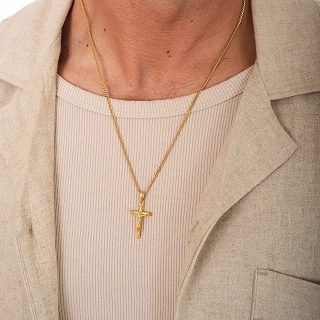 Oxzen ανδρικός σταυρός με αλυσίδα από ανοξείδωτο ατσάλι με τον εσταυρωμένο