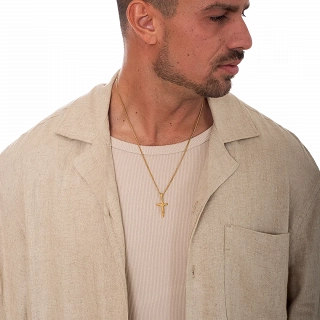 Oxzen ανδρικός σταυρός με αλυσίδα από ανοξείδωτο ατσάλι με τον εσταυρωμένο