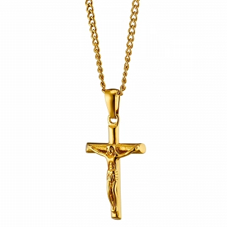 Oxzen ανδρικός σταυρός με αλυσίδα από ανοξείδωτο ατσάλι με τον εσταυρωμένο