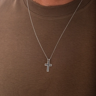 Oxzen ανδρικός σταυρός με αλυσίδα από ανοξείδωτο ατσάλι