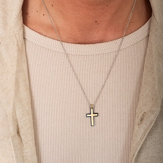 Oxzen ανδρικός σταυρός με αλυσίδα από ανοξείδωτο ατσάλι