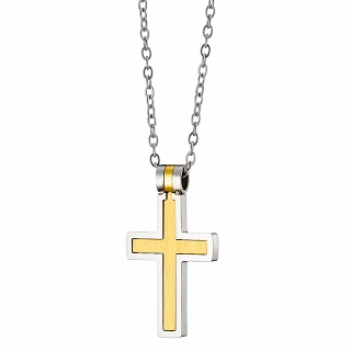 Oxzen ανδρικός σταυρός με αλυσίδα από ανοξείδωτο ατσάλι