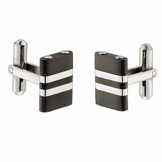 Oxzen μανικετόκουμπα ατσάλινα μαύρο με ροζ