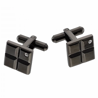 Oxzen μανικετόκουμπα ατσάλινα ασημί με λευκό ζιργκόν