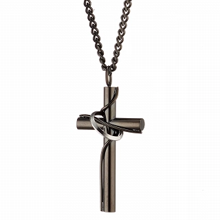 Κολιέ σταυρός με αλυσίδα ατσάλι
