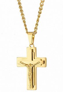 Κολιέ σταυρός ατσάλι σε ασημί, ανδρικός