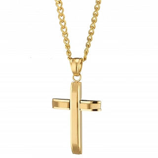 Κολιέ σταυρός ατσάλι σε ασημί