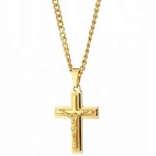 Κολιέ σταυρός αντρικός ατσάλι