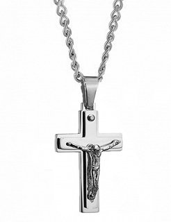 Σταυρός ατσάλι ανδρικός με αλυσίδα
