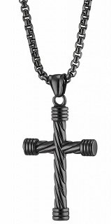 Κολιέ σταυρός από ανοξείδωτο ατσάλι Unisex μεγάλος με αλυσίδα χοντρή