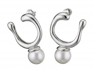 Σκουλαρίκια κρίκοι ατσάλινοι με πέρλα