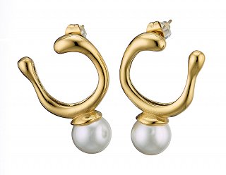 Σκουλαρίκια κρίκοι ατσάλινοι με πέρλα