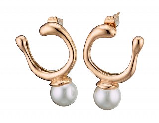 Σκουλαρίκια κρίκοι ατσάλινοι με πέρλα