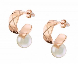 Σκουλαρίκια κρίκοι ατσάλινοι με πέρλα