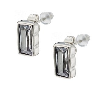 Σκουλαρίκια καρφωτά ατσάλινα με λευκή πέτρα ζιργκόν