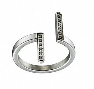 Oxzen δαχτυλίδι ατσάλινο σε ασημί με πέτρες ζιργκόν