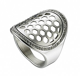 Oxzen δαχτυλίδι ατσάλινο με πέτρες ζιργκόν