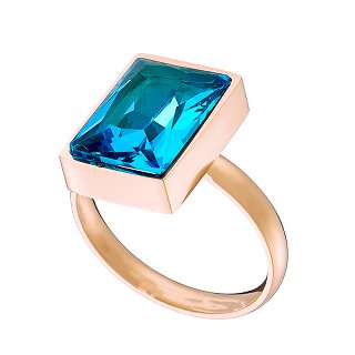 Δαχτυλίδι ατσάλινο με καρέ blue topaz πέτρα ζιργκόν