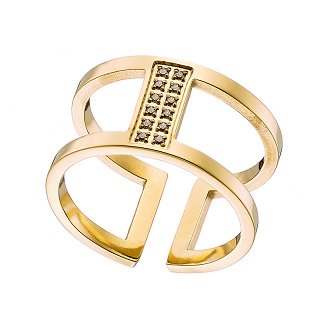 Δαχτυλίδι από ανοξείδωτο ατσάλι, με λευκές πέτρες ζιργκόν