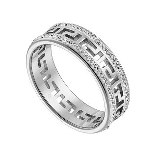 Δαχτυλίδι από ανοξείδωτο ατσάλι, βέρα με μαίανδρο και κρύσταλλα CZ