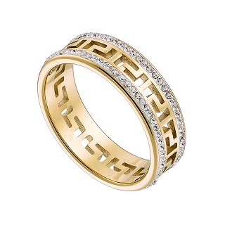 Δαχτυλίδι από ανοξείδωτο ατσάλι, βέρα με μαίανδρο και κρύσταλλα CZ