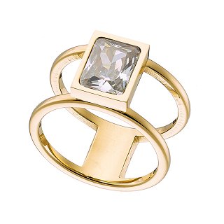 Δαχτυλίδι από ανοξείδωτο ατσάλι, με λευκή πέτρα ζιργκόν