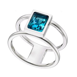 Δαχτυλίδι από ανοξείδωτο ατσάλι, με γαλάζια πέτρα ζιργκόν