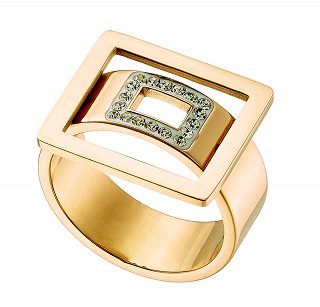 Δαχτυλίδι από ανοξείδωτο ατσάλι τετράγωνο με λευκά κρύσταλλα