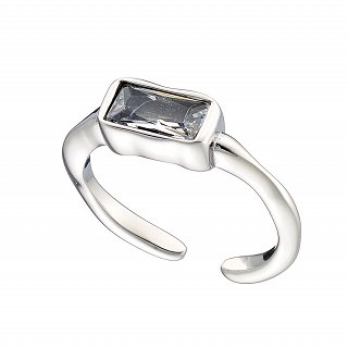 Δαχτυλίδι από ανοξείδωτο ατσάλι με λευκό ζιργκόν free size