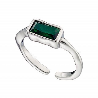 Δαχτυλίδι από ανοξείδωτο ατσάλι με πράσινο ζιργκόν free size