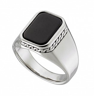 Δαχτυλίδι από ανοξείδωτο ατσάλι, με μαύρη πέτρα όνυχα