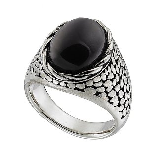 Δαχτυλίδι από ανοξείδωτο ατσάλι, ανδρικό με μαύρη πέτρα όνυχα