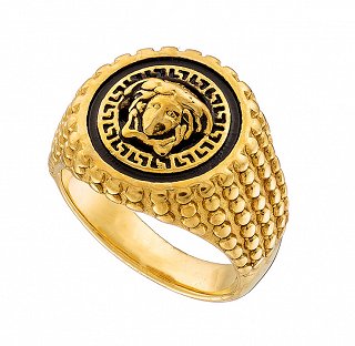 Δαχτυλίδι από ανοξείδωτο ατσάλι, ανδρικό επιχρυσωμένο