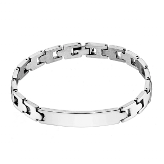 Βραχιόλι ανδρικό από ανοξείδωτο ατσάλι ασημί ταυτότητα
