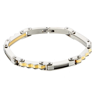 Βραχιόλι ανδρικό από ανοξείδωτο ατσάλι ασημόχρυση με ατσαλόσυρμα