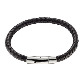 Oxzen ανδρικό βραχιόλι από ανοξείδωτο ατσάλι με δέρμα