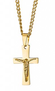 Κολιέ σταυρός με αλυσίδα ατσάλι με τον εσταυρωμένο