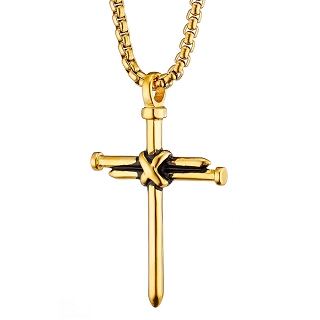 Σταυρός με αλυσίδα Unisex από ανοξείδωτο ατσάλι 316L ασημί μεγάλος