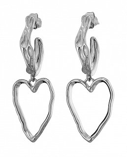 Σκουλαρίκια κρίκοι ατσάλινοι κρεμαστοί με καρδιά