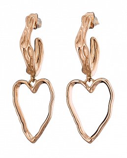 Σκουλαρίκια κρίκοι ατσάλινοι κρεμαστοί με καρδιά