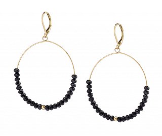 Σκουλαρίκια κρεμαστά ατσάλινα με πέτρες μαύρο σπινέλιο