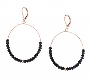 Σκουλαρίκια κρεμαστά ατσάλινα με πέτρες μαύρο σπινέλιο