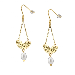 Σκουλαρίκια κρεμαστά από ανοξείδωτο ατσάλι, μακριά με πέρλα