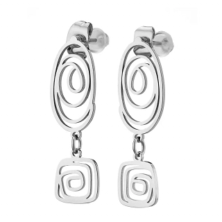 Σκουλαρίκια κρεμαστά από ανοξείδωτο ατσάλι οβάλ με μαίανδρο