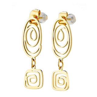 Σκουλαρίκια κρεμαστά από ανοξείδωτο ατσάλι οβάλ με μαίανδρο